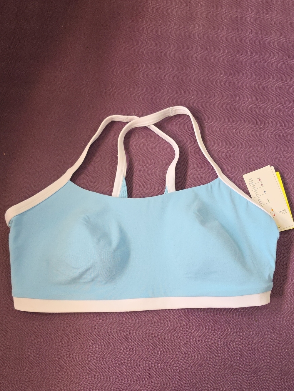 all in motion Sky Blue Sports Bra with White Trim,‎ Size Large